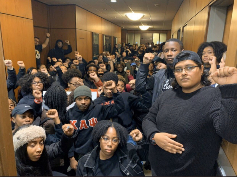 2019 student protest in the Hannah Administration Building